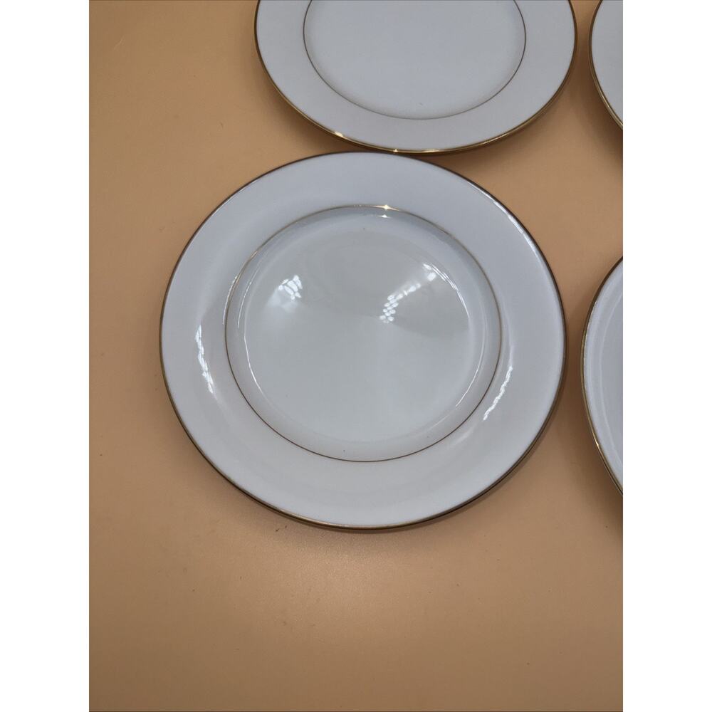 Noritake Dawn Set of 4 China Salad Plates 8-1/4" White Gold Trim 5930 Excellent - Picture 6 of 8